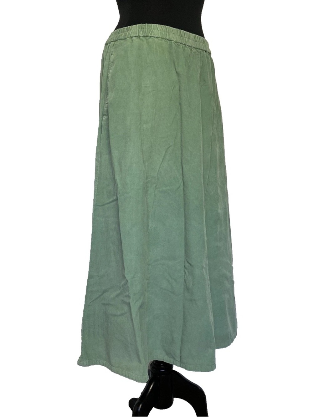 Orvis Corduroy Skirt Size Small Mint Green Long Cotton Elastic Waist Pockets